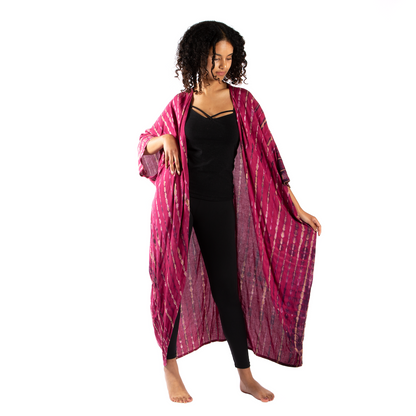 Tie-Dye Bone Motif Long Kimono