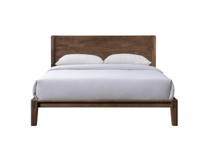 Luna Solid Oak Wood Tool Free Queen Bed - Walnut
