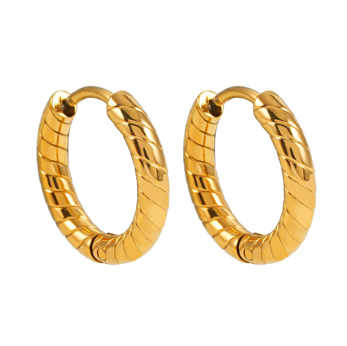 LUPITA : Boucles d'oreilles créoles texturées à motif tourbillon dorées