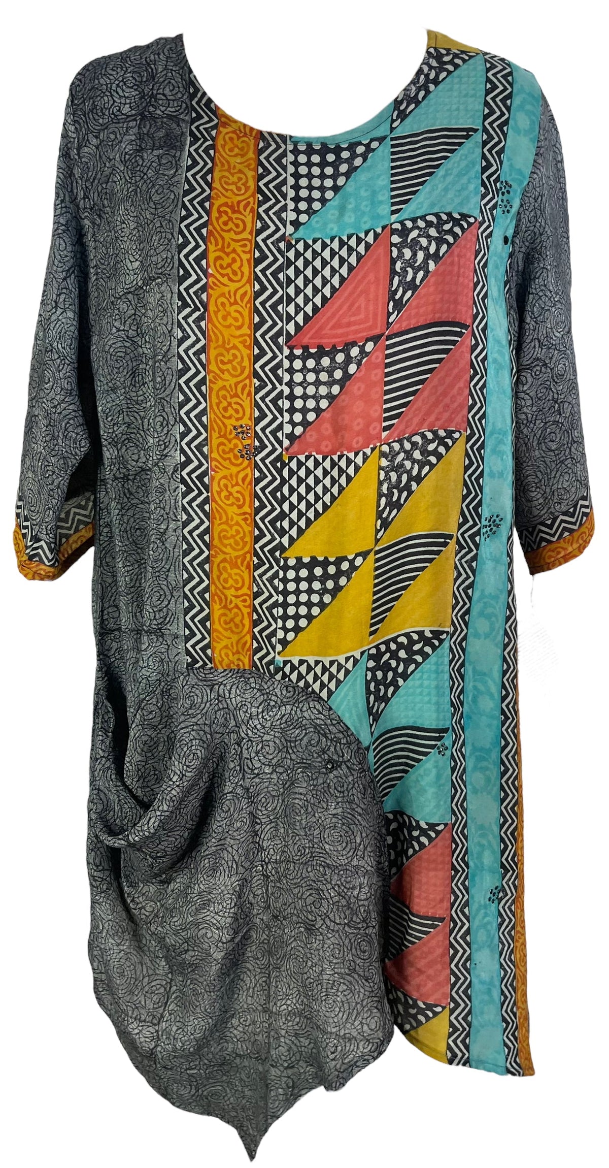 PRC6546 Avatar Pure Silk Self Pocket Tunic Dress
