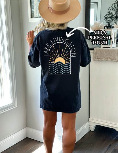 T-shirt personnalisé Coucher de soleil sur le lac | Vêtement d'été