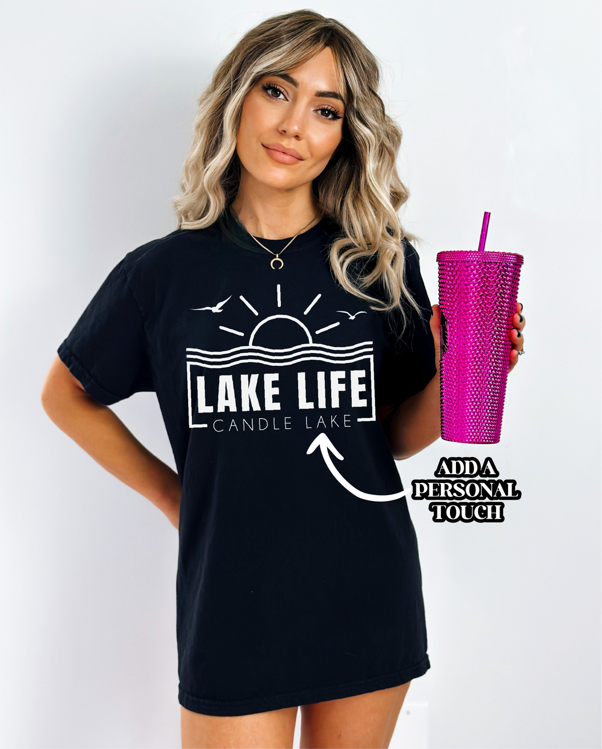 T-shirt personnalisé Coucher de soleil au lac | Vêtements d'été