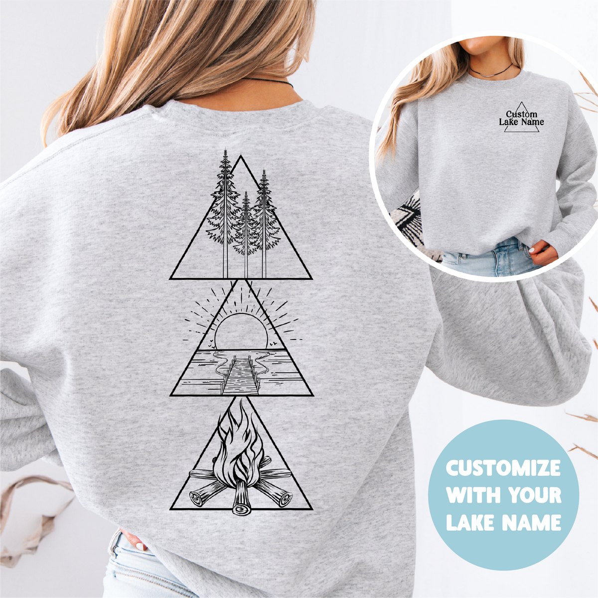 Sweat-shirt personnalisé Lac Triangle | Vêtements d'été | Vêtements personnalisés