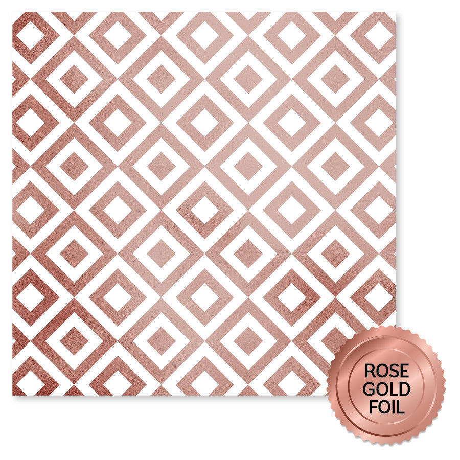 Papier Lavande & Roses avec feuille or rose C 12x12 (Lot de 6) 32205