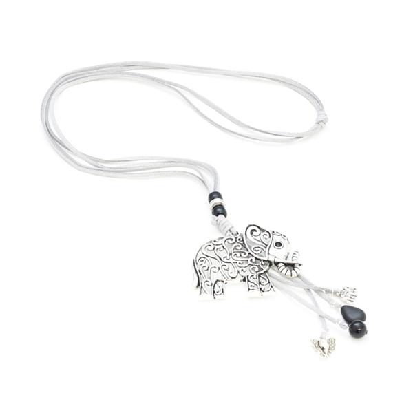 Elephant Pendant On Grey Suede