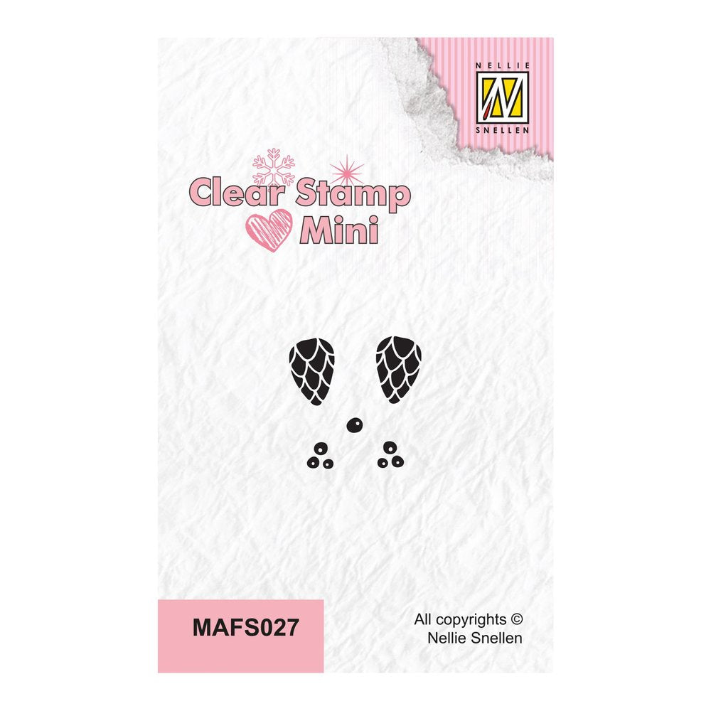 Mini tampon transparent - Pommes de pin et baies