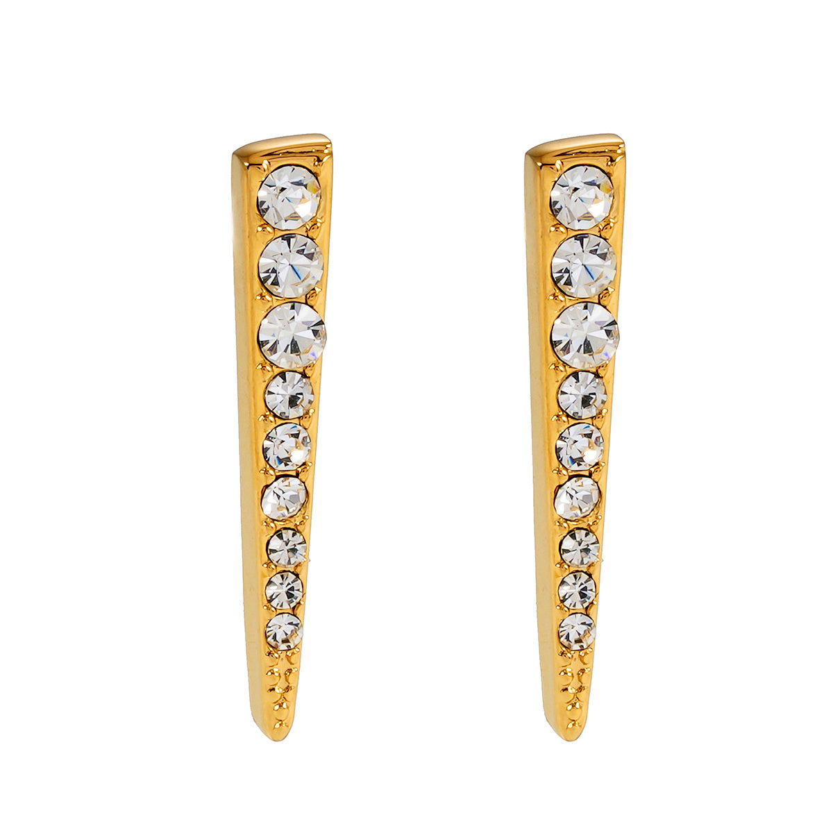 MAGNOLIA Gold : Clous d'oreilles minimalistes en forme de barre sertie de zircons pavés