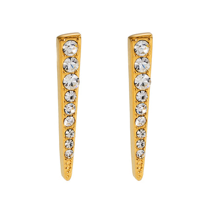 MAGNOLIA Gold : Clous d'oreilles minimalistes en forme de barre sertie de zircons pavés