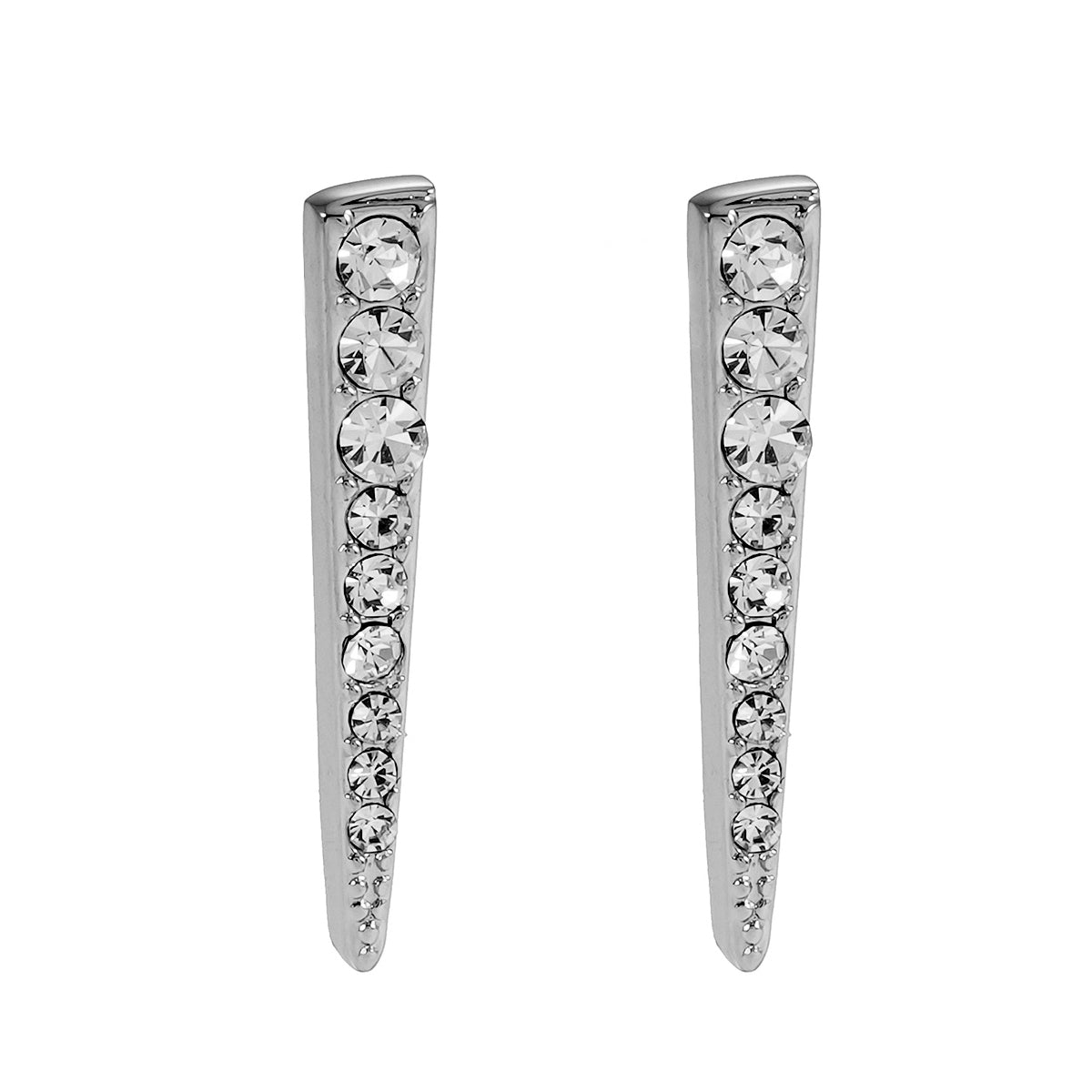 MAGNOLIA Or Blanc (Argenté) : Boucles d'oreilles clous minimalistes, barrette pavée de zircone