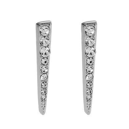 MAGNOLIA Or Blanc (Argenté) : Boucles d'oreilles clous minimalistes, barrette pavée de zircone