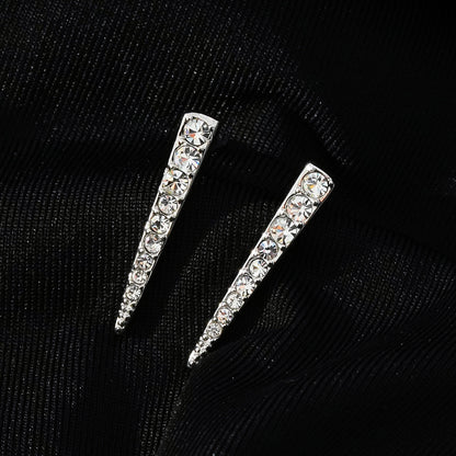 MAGNOLIA Or Blanc (Argenté) : Boucles d'oreilles clous minimalistes, barrette pavée de zircone