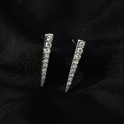 MAGNOLIA Or Blanc (Argenté) : Boucles d'oreilles clous minimalistes, barrette pavée de zircone