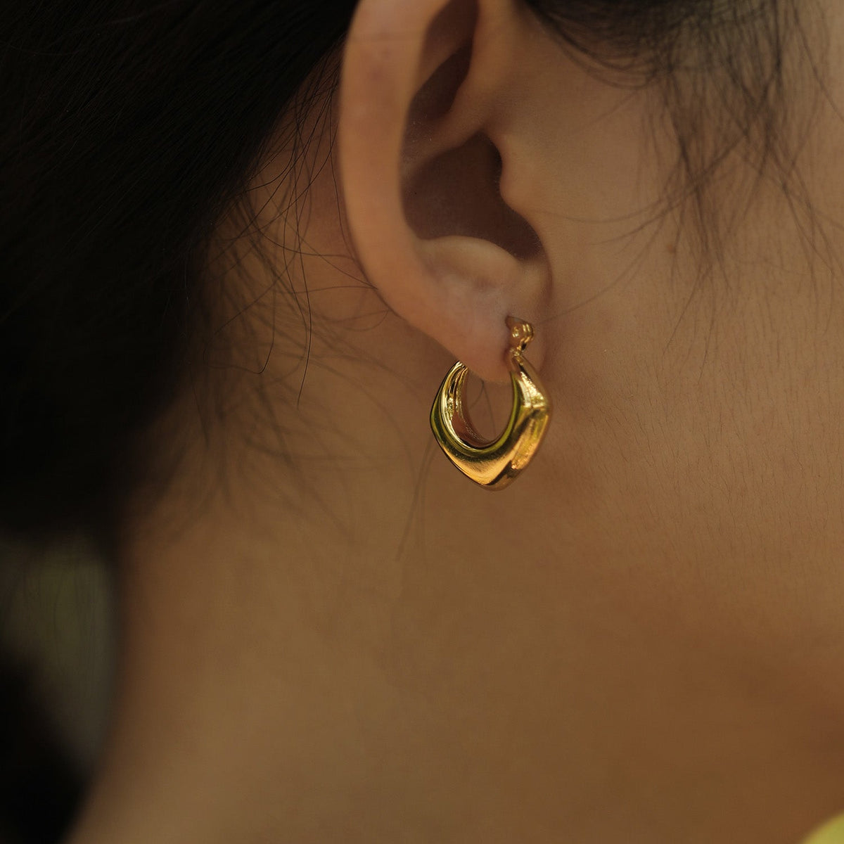 MARIYA : Boucles d'oreilles créoles rondes carrées Or
