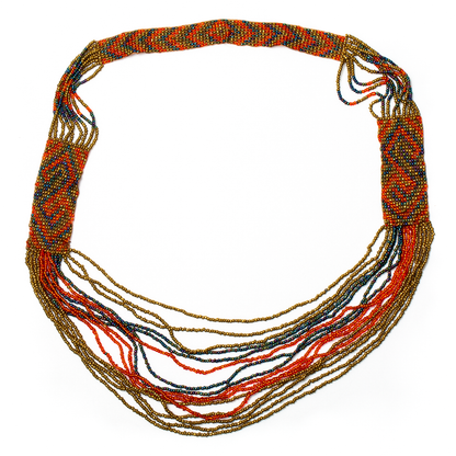 Long collier aztèque en perles