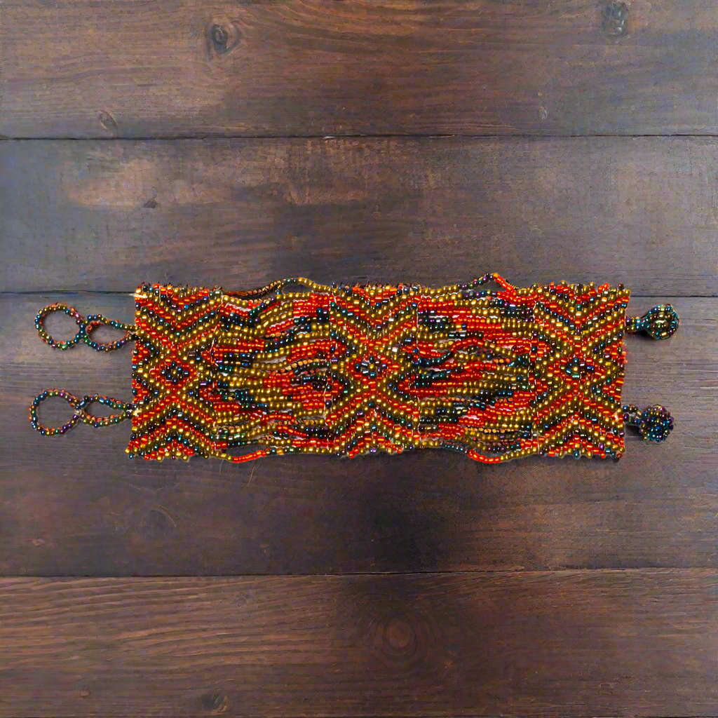 Large bracelet aztèque en perles
