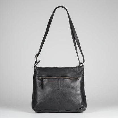 Sac bandoulière en cuir MET avec deux poches zippées