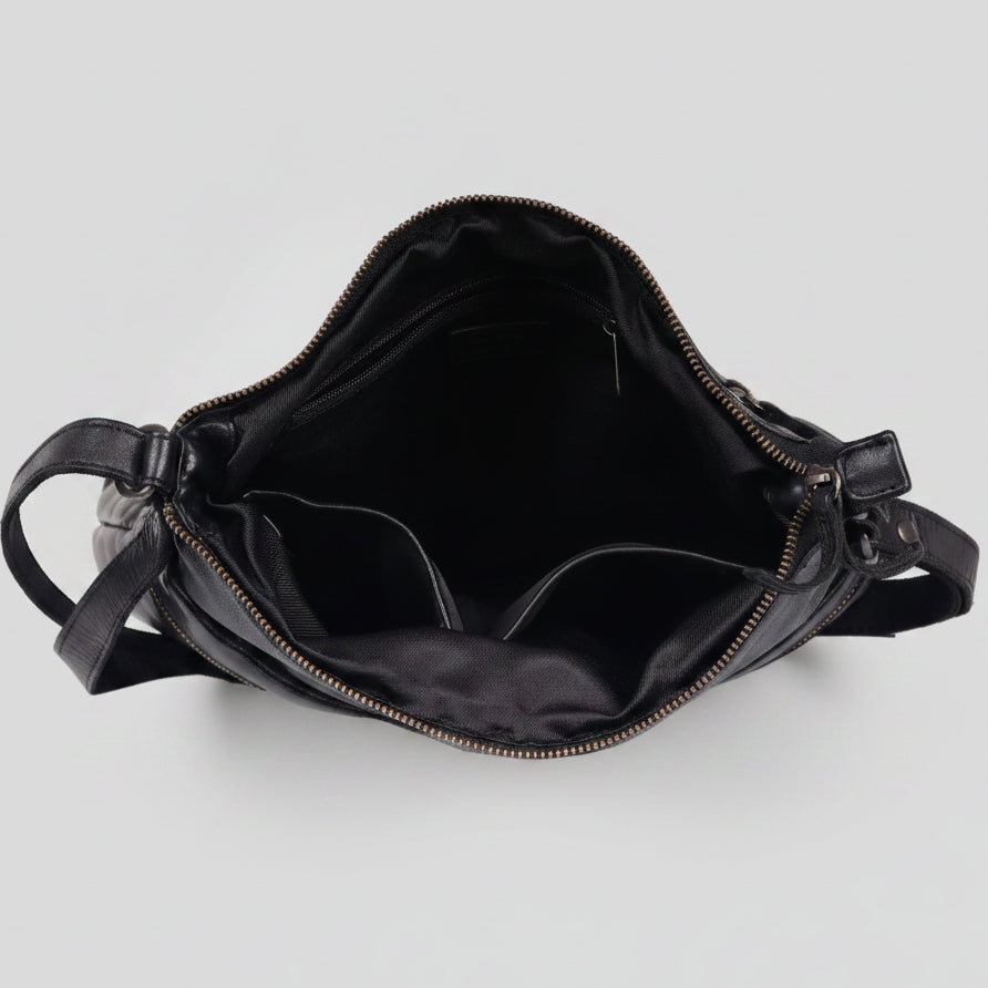 Sac bandoulière en cuir MET avec deux poches zippées