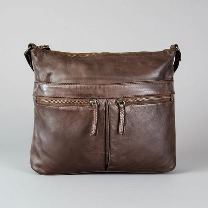 Sac bandoulière en cuir MET avec deux poches zippées