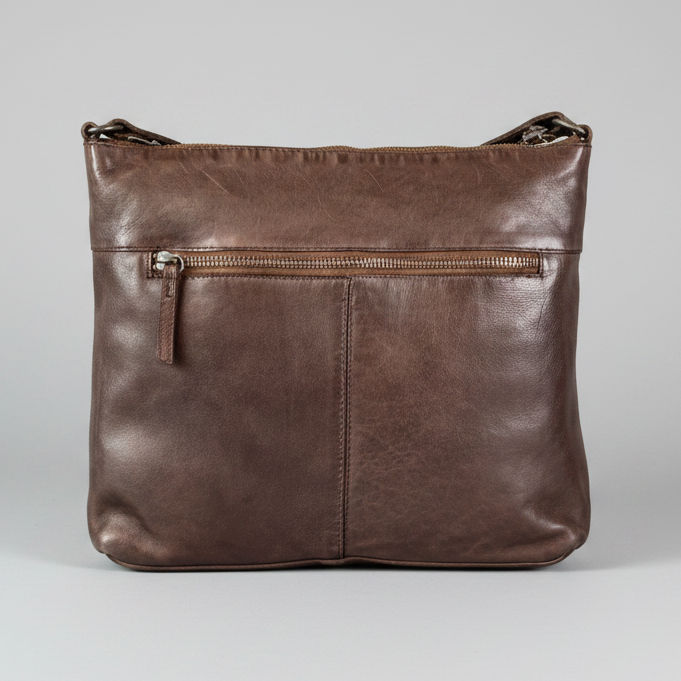Sac bandoulière en cuir MET avec deux poches zippées