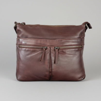 Sac bandoulière en cuir MET avec deux poches zippées