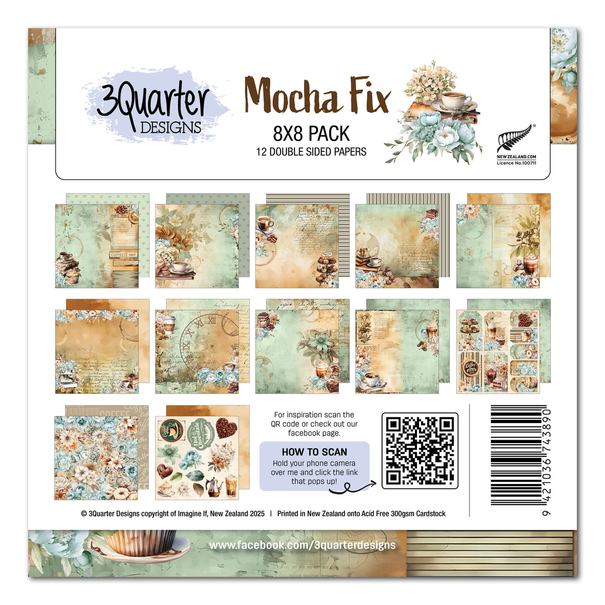 3Quarter Designs Mocha Fix 8x8 Paper Pack