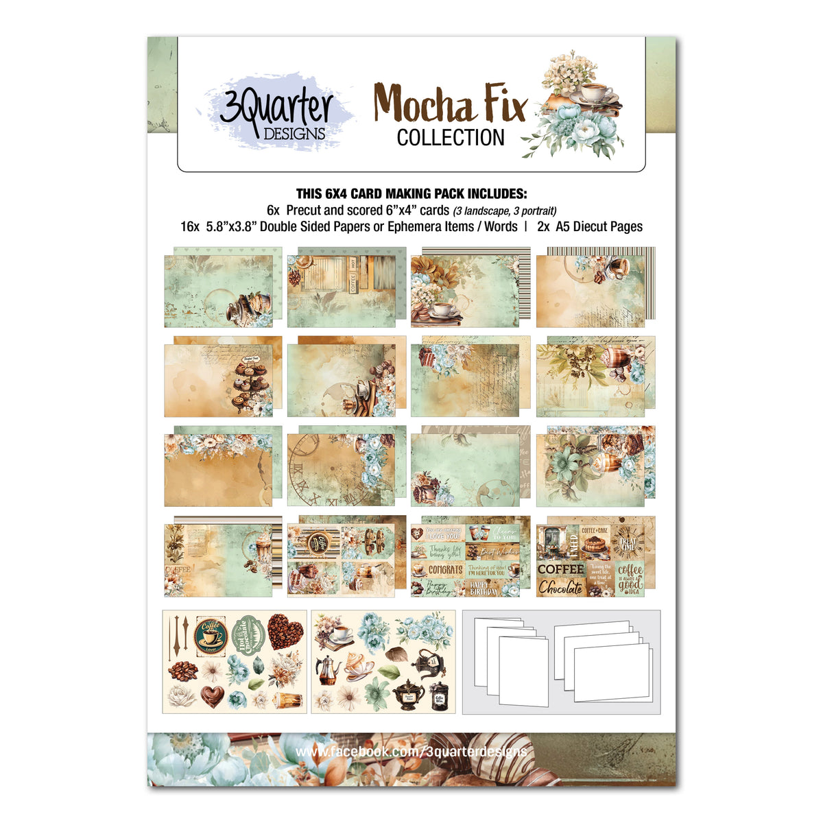 Lot de 3/4 cartes Mocha Fix 15x10 cm