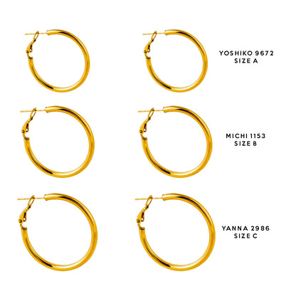 MICHI: Mid-Width Essential Hoop Earrings Gold Size B (2.5cm)