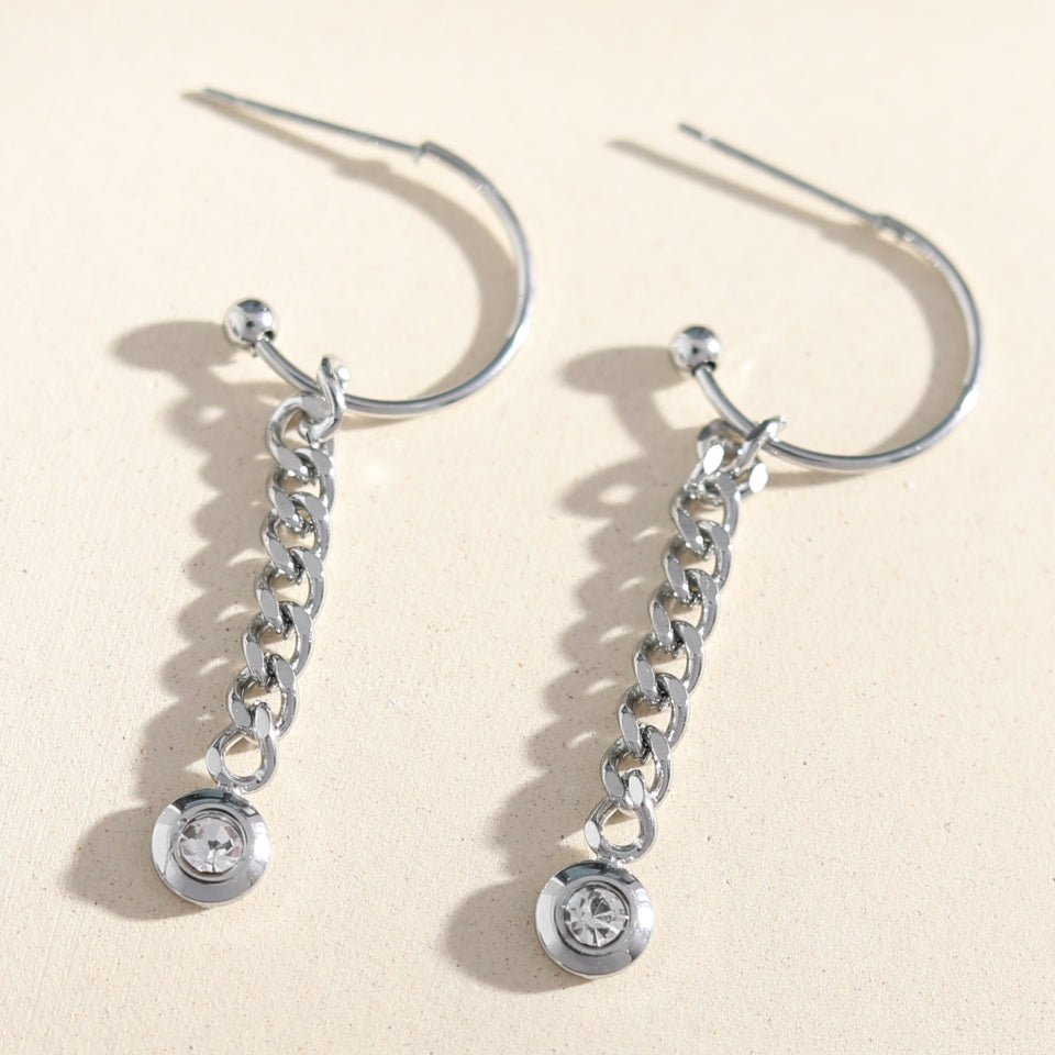 MIYA : Boucles d'oreilles pendantes en chaîne et zirconium