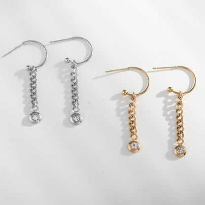 MIYA : Boucles d'oreilles pendantes en chaîne et zirconium
