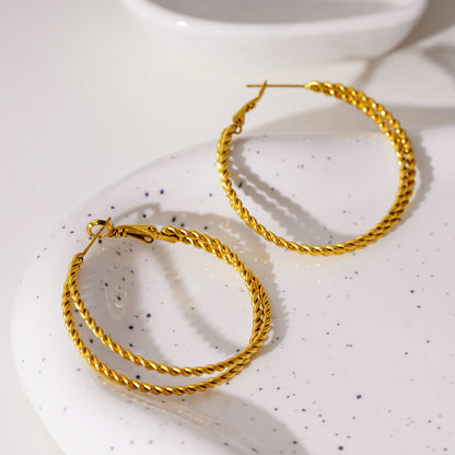 MIZUKI:  Double Rope Textured Hoop Earrings