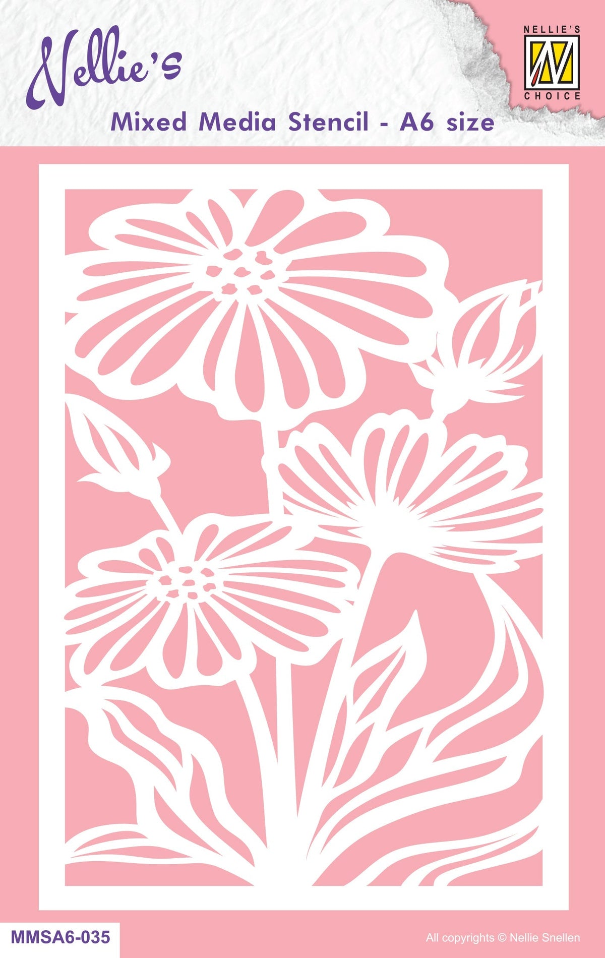 Nellie's Choice Pochoir techniques mixtes format A6 - Fleurs-2