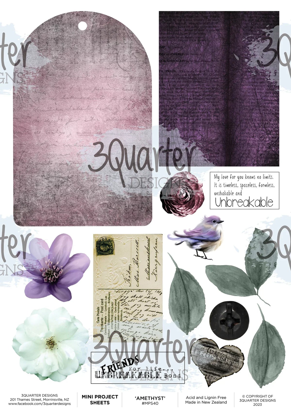 3Quarter Designs - Améthyste enchantée - Mini-feuille de projet