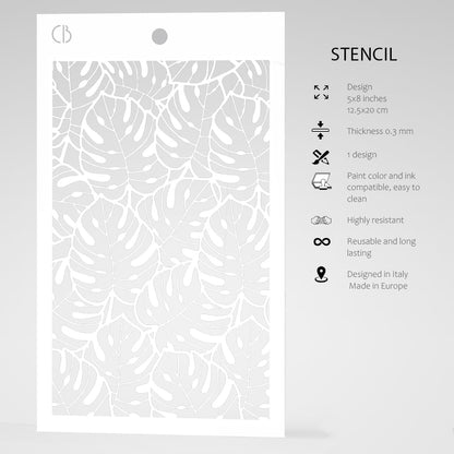 Ciao Bella Pochoir de texture 12,7x20,3 cm Feuilles tropicales