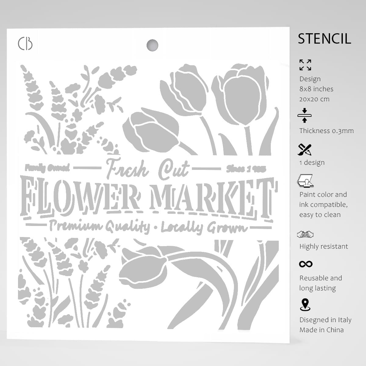 Ciao Bella Pochoir de texture 20x20cm Flower Market