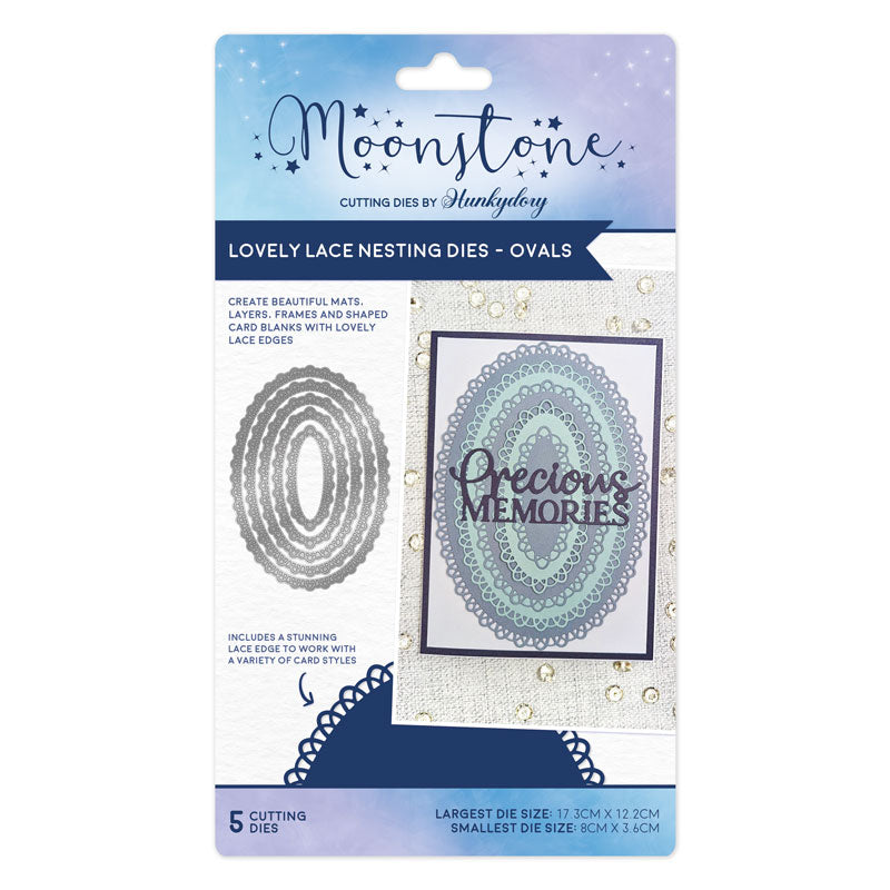 Moonstone Dies - Matrices de découpe nid d'abeille Lovely Lace - Ovale