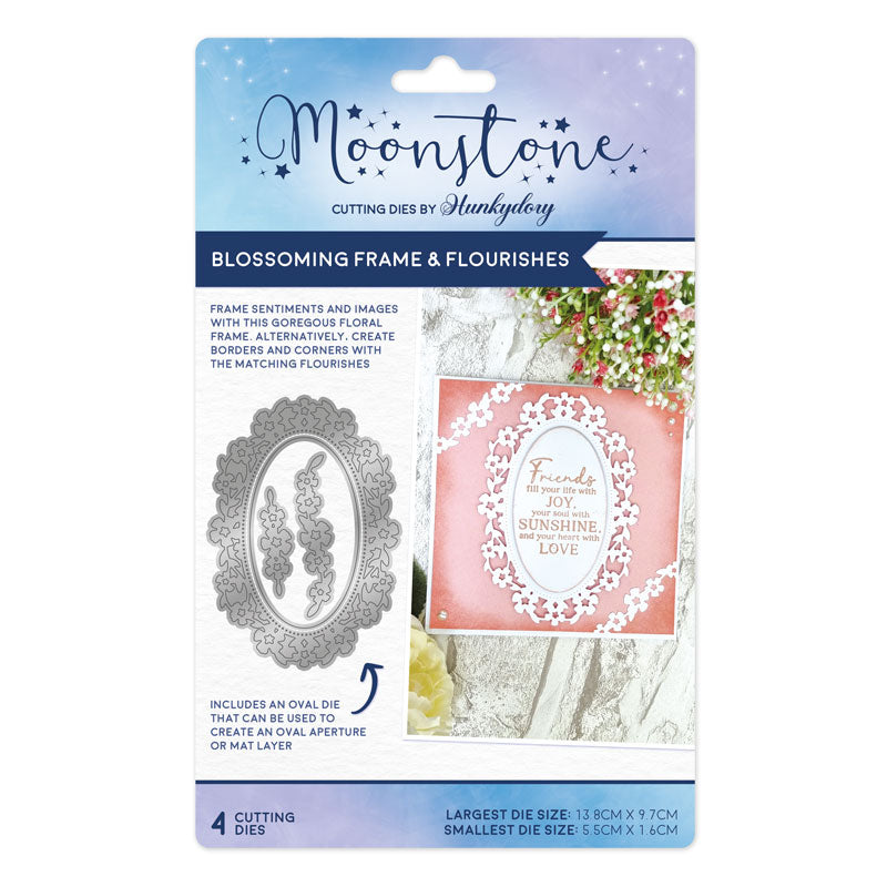 Matrices de coupe Moonstone - Cadre ovale fleuri et fioritures