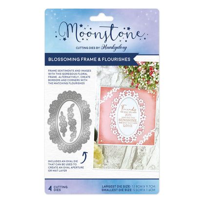 Matrices de coupe Moonstone - Cadre ovale fleuri et fioritures