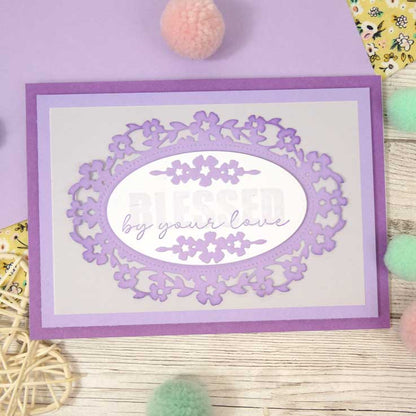 Matrices de coupe Moonstone - Cadre ovale fleuri et fioritures