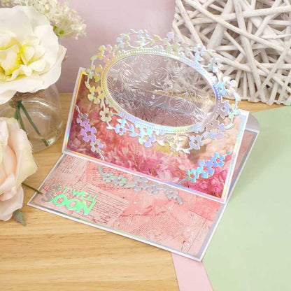 Matrices de coupe Moonstone - Cadre ovale fleuri et fioritures