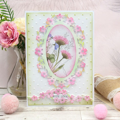 Matrices de coupe Moonstone - Cadre ovale fleuri et fioritures
