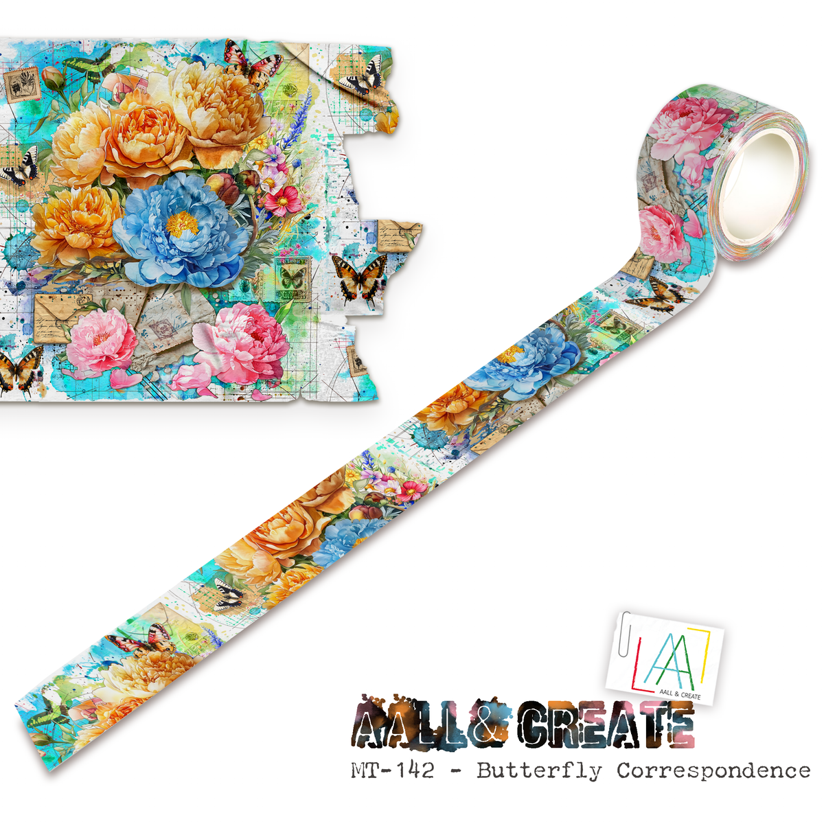 AALL and Create - Rouleau de masking tape 25mm x 10m - Correspondance papillon (Superposez-le !)
