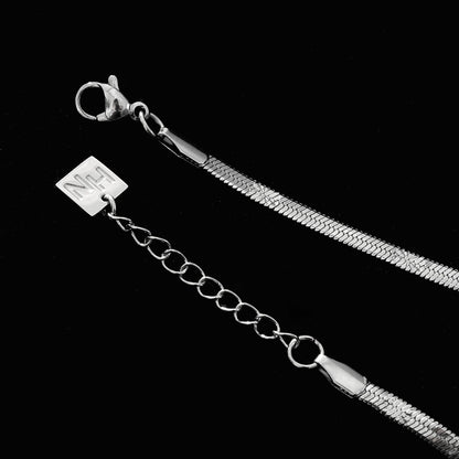 MUKER : Bracelet Chaîne Argent Texturé Peau de Serpent Gaufré Étoile