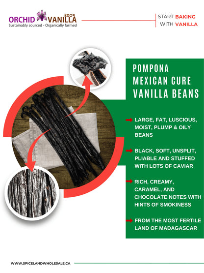 Mexican Cure Vanilla Beans (Pompona) Madagascar