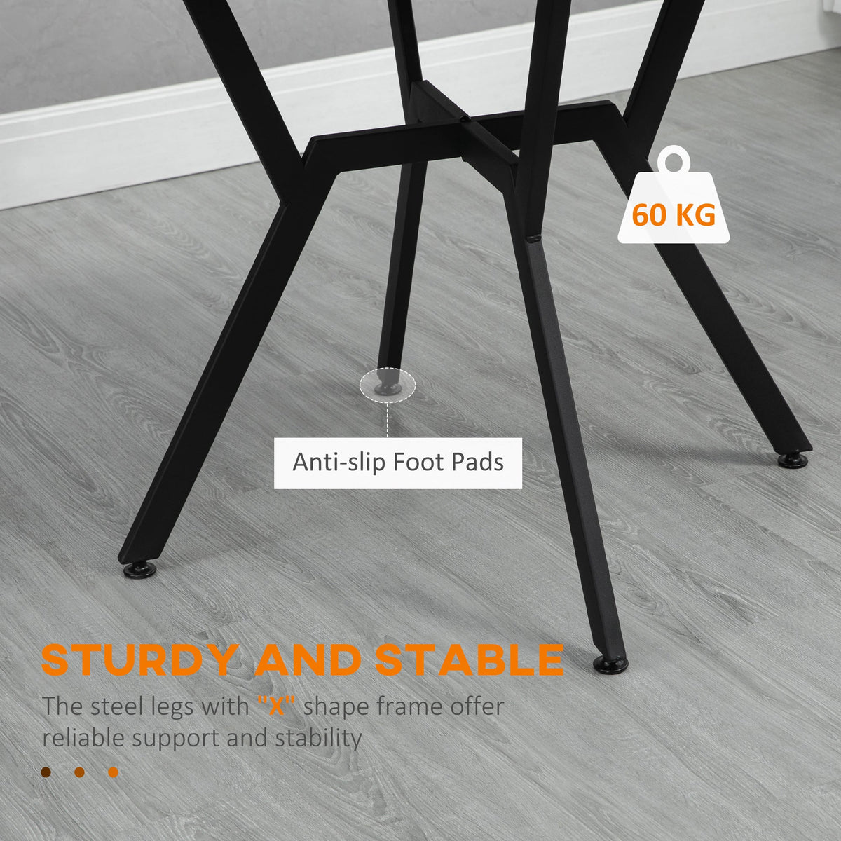 Ainsley 35" Round Dining Table with Steel Frame-Brown