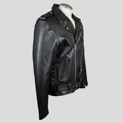 Men's Tall Classic Side Lace Leather Motorcycle Jacket