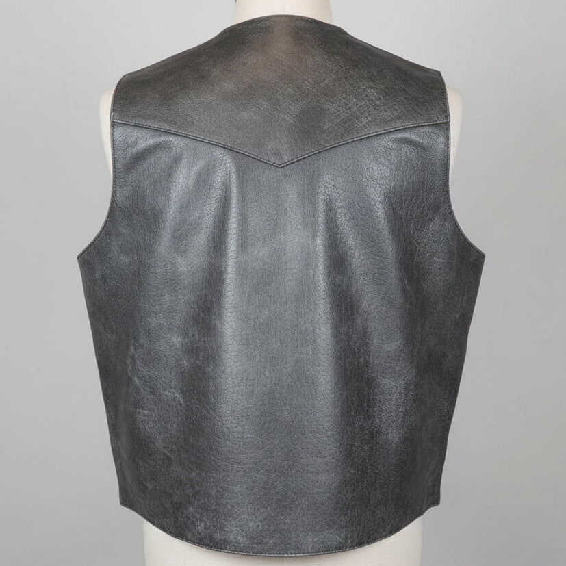 Men's Western Patch Leather Vest | Open Road