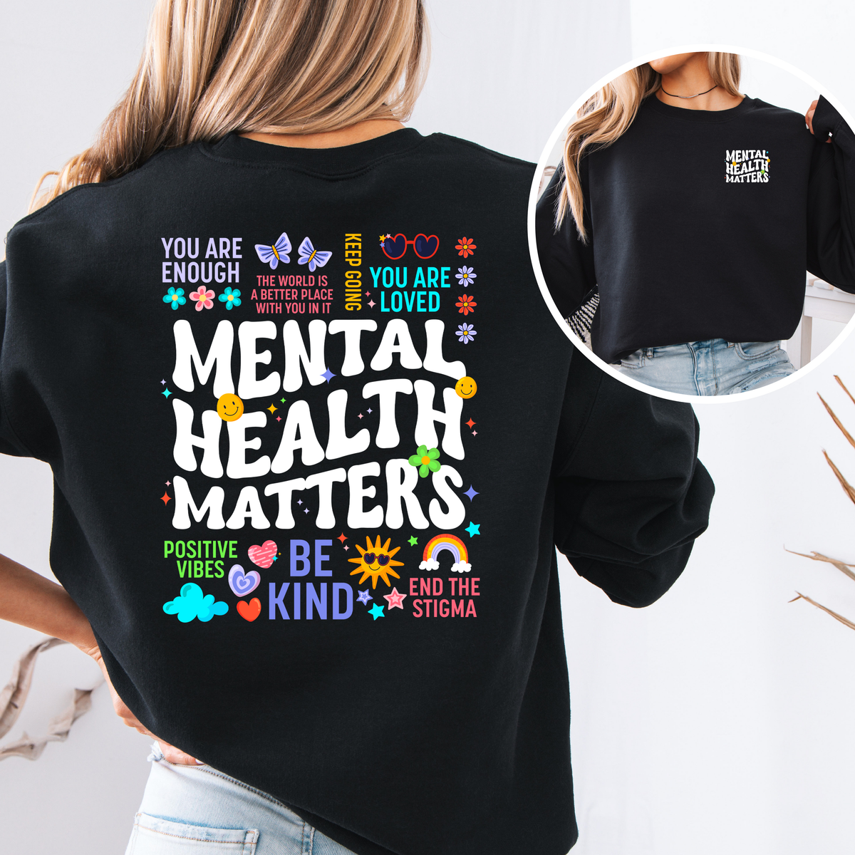 Sweat-shirt unisexe col rond "La santé mentale, ça compte" | Tu es suffisant(e) | Brisons les tabous