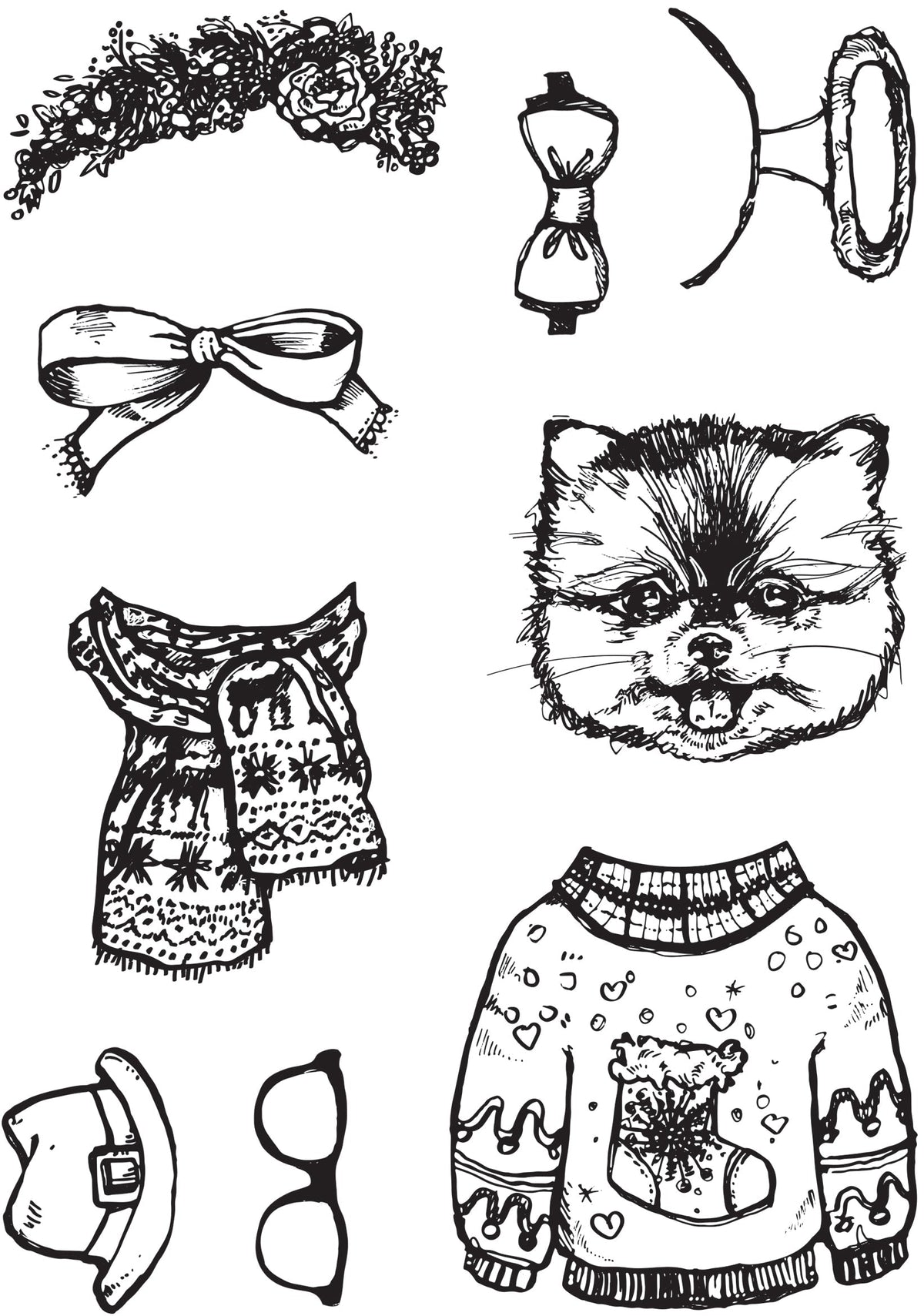 Creative Expressions Jane Davenport Merry Cutemas Lot de tampons transparents 6 x 8 po