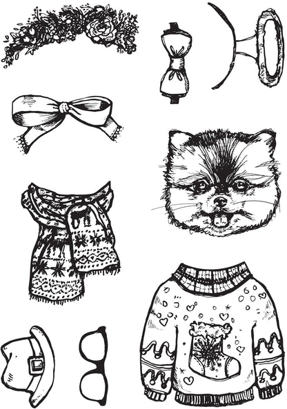 Creative Expressions Jane Davenport Merry Cutemas Lot de tampons transparents 6 x 8 po