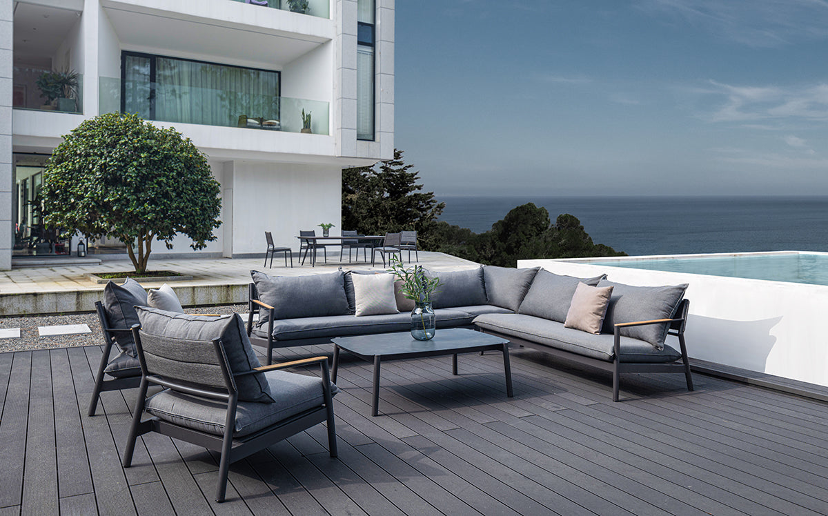 Monti Nordic Aluminum Sectional Set – Grey Cushions